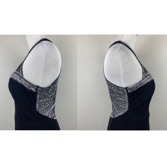 Say Yes To The Prom Dress Gown 5 Black Halter Rhinestone Embellished Gown Long - Picture 12 of 12